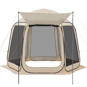 6-8 Person Pop Up Screen House Tent, 10 x 9.2 ft, with Extended Awning, with Carry Bag