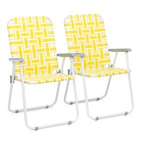 2pcs Folding Beach Chair - Yellow & White