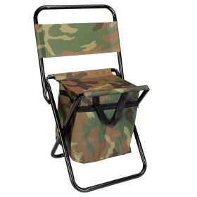 Lightweight Foldable Fishing Chair With Backrest, Built-In Cooler Bag, Handle