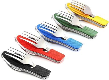 5 Pack / 4-in-1 Camping Utensils - Fork, Spoon, Knife, and Bottle Opener