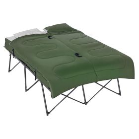 2-Person Folding Camping Cot with Sleeping Bag, Inflatable Air Mattress, Comfort Pillows and Carry Bag