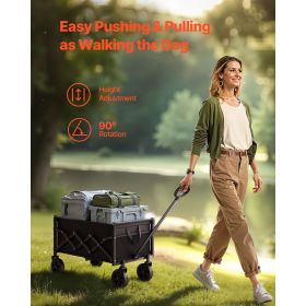 Heavy Duty Utility Cart with All-Terrain Wheels, Adjustable Handle, 120L / 225LBS