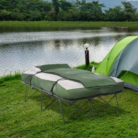 Compact 2-Person Collapsible Cot with Sleeping Bag, Air Mattress, Pillows