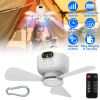 2 In 1 Portable Camping Fan with LED Lantern - 8000mAh Battery Powered with Carabiner, Digital Display, 4 Speeds, 4 Timer Settings