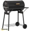30" Portable Charcoal Barbecue Grill with Adjustable Rack, Storage Shelf