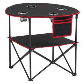 Folding Camping Table, Lightweight, 600D Oxford Fabric Waterproof Canvas, with 4 Cup Holders