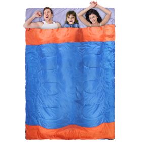 2 Person Sleeping Bag - Lightweight, Water Resistant, Cotton Liner, 3-Season, with Carry Sack