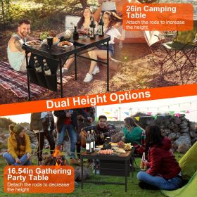 Foldable Camping Table - Aluminum Alloy Grill Stand 66LBS Max Load, Height Adjustable