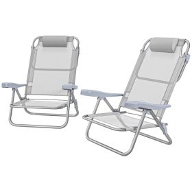 Set of 2 - Camping Chairs with Adjustable Backrest and Headrest