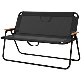 2-Seat Folding Camping Chair with Armrest, Mesh Fabric