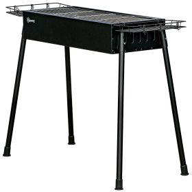 Portable Charcoal Grill with Side Seasoning Baskets, Hooks