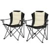 2 Pack High Back Padded Folding Camping Chairs, w/ Cup Holder