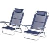 Set of 2 Camping Chairs with Adjustable Backrest and Headrest