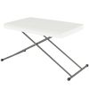Folding Outdoor Patio Table, 3-Level Adjustable Camping Table Picnic Table with HDPE Top, Steel Legs, White