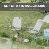 Set of 2 - Camping Chairs with Adjustable Backrest and Headrest