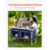 Folding Lightweight Aluminum Camping Cook Station, Adjustable Height, with Storage Organizer