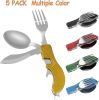 5 Pack / 4-in-1 Camping Utensils - Fork, Spoon, Knife, and Bottle Opener