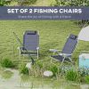 Set of 2 Camping Chairs with Adjustable Backrest and Headrest