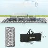 Reversible Outdoor Rug, Waterproof Plastic Straw with Carry Bag, 9' x 18', Black & White