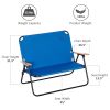 Folding Double Camping Chair Loveseat with Wood Armrest Cup Holder