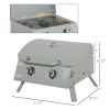 2 Burner Portable Tabletop Propane Gas Grill with Foldable Legs, Lid Thermometer