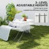 Folding Outdoor Patio Table, 3-Level Adjustable Camping Table Picnic Table with HDPE Top, Steel Legs, White