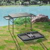 Folding Camping Table, 4.5ft with 2 Wing Panels, Height Adjustable Metal Picnic Table