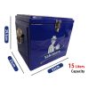 Yakimoto 15L/16Qt Reflex Blue Cooler Box - 4-Day Ice Retention! Metal Latches, Holds 20 Cans, Ergo Grip Handle