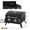 2 Burner Portable Tabletop Gas Grill with Foldable Legs, Lid Thermometer