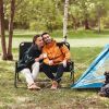 Folding Double-Camping Chair w/Cup Holder, Loveseat with Wood Armrest