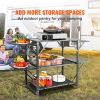 Folding Portable Cook Station - 4 Iron Side-Tables & 2 Shelves, with Carrying Bag