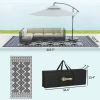 Reversible Outdoor Rug, Waterproof Plastic Straw w/Carry Bag, 9' x 18', Black & White