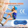 10.2mm Dynamic Climbing Rope, 60M(197ft) 25KN Breaking Tension, Stretchable Fiber Rope with Steel Snap Hooks for Escape