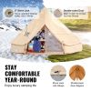 3-4 Person Canvas Bell Tent, 4-Seasons 3 m/9.8ft with Stove Jack