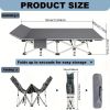 75 Inch Heavy Duty Folding Camping Cot with Carry Bag, 600 lbs Capacity