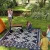 Reversible Outdoor Rug, Waterproof Plastic Straw with Carry Bag, 9' x 12', Blue & White