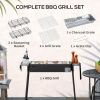 Portable Charcoal Grill with Side Seasoning Baskets, Hooks