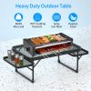 Foldable Aluminum Alloy Camping Table with 2 Side Trays - 88LBS Max Load