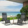 Portable Reclining Lounge Chair with Cup Tray and Adjustable Pillow