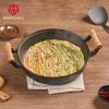 WANGYUANJI 11.8" Cast Iron Griddle with Wooden Handle
