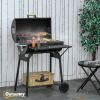 30" Portable Charcoal Barbecue Grill with Adjustable Rack, Storage Shelf