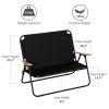 Folding Double-Camping Chair w/Cup Holder, Loveseat with Wood Armrest