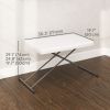 Folding Outdoor Patio Table, 3-Level Adjustable Camping Table Picnic Table with HDPE Top, Steel Legs, White
