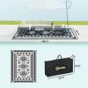 Reversible Outdoor Rug, Waterproof Plastic Straw w/ Carry Bag, 8' x 10', Black & White