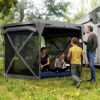11 x 11ft Pop Up Gazebo Screen Tent with Removable Roof Cover, Roll-up Wind Panels