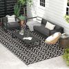 Outdoor Reversible Rug 9'x18' - Black & White