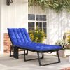 Folding Chaise Lounge Chair with 5-Position Backrest, Cushion, Side Pocket