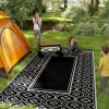 Reversible Outdoor Rug - Waterproof Plastic Straw with Carry Bag, 9' x 18', Black & White
