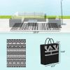 Reversible Outdoor Rug, Waterproof Plastic Straw w/ Carry Bag, 6' x 9', Black & White