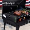Compact Folding Charcoal Grill with Tool Storage